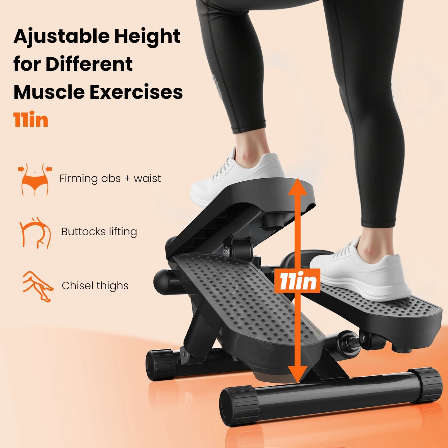 Mini Stepper With Resistance Bands Cardio Machine Home