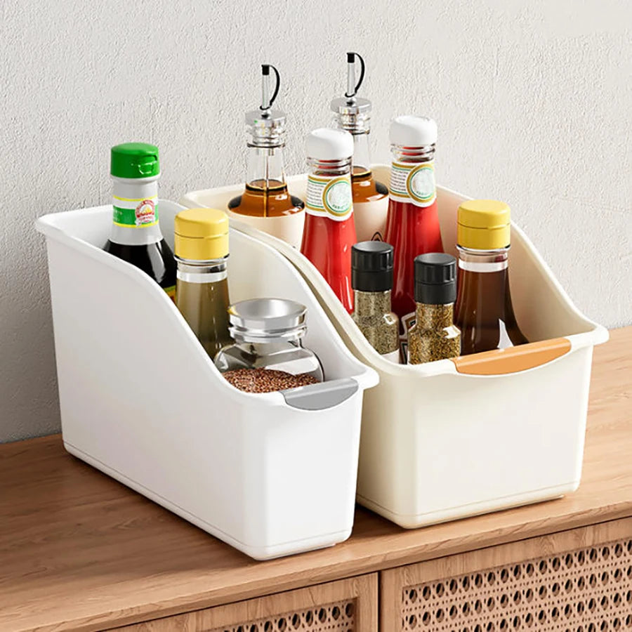 Plastic Under Sink Organizer with Wheels, Bottle Organization Bins Kitchen Cabinet Organizers Plastic Organizer Basket for Under