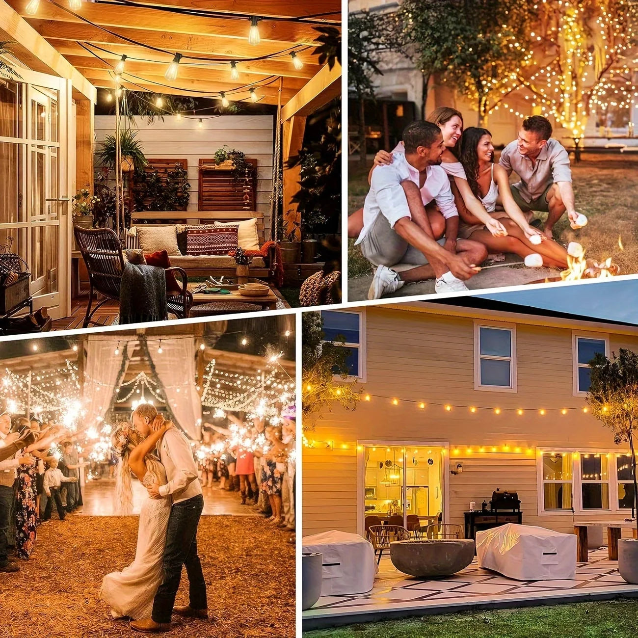 200FT ST38 Solar String Lights, 2700K Warm White, Black Wire, E12, Solar Powered with Remote, Waterproof Outdoor Patio Lights