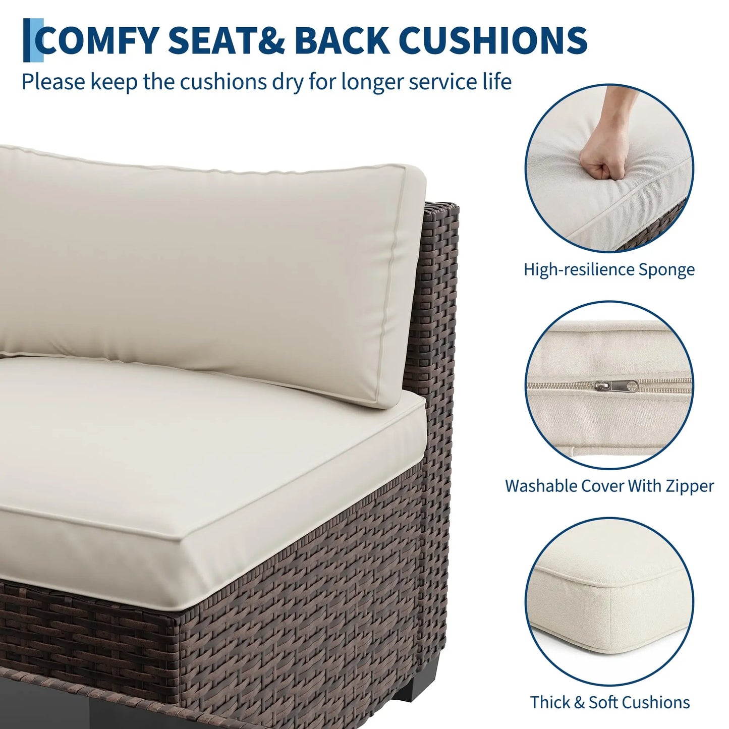 HobbyLane 7 Piece Outdoor Patio Sectional Sofa Set With Ottoman And Storage