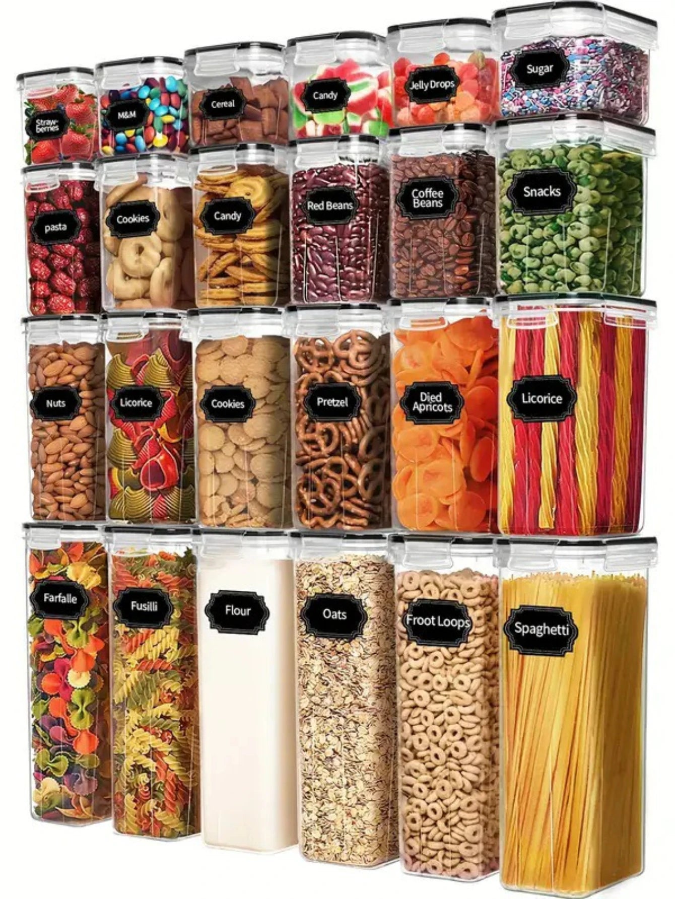 24 Piece Airtight Kitchen Storage Containers With Labels