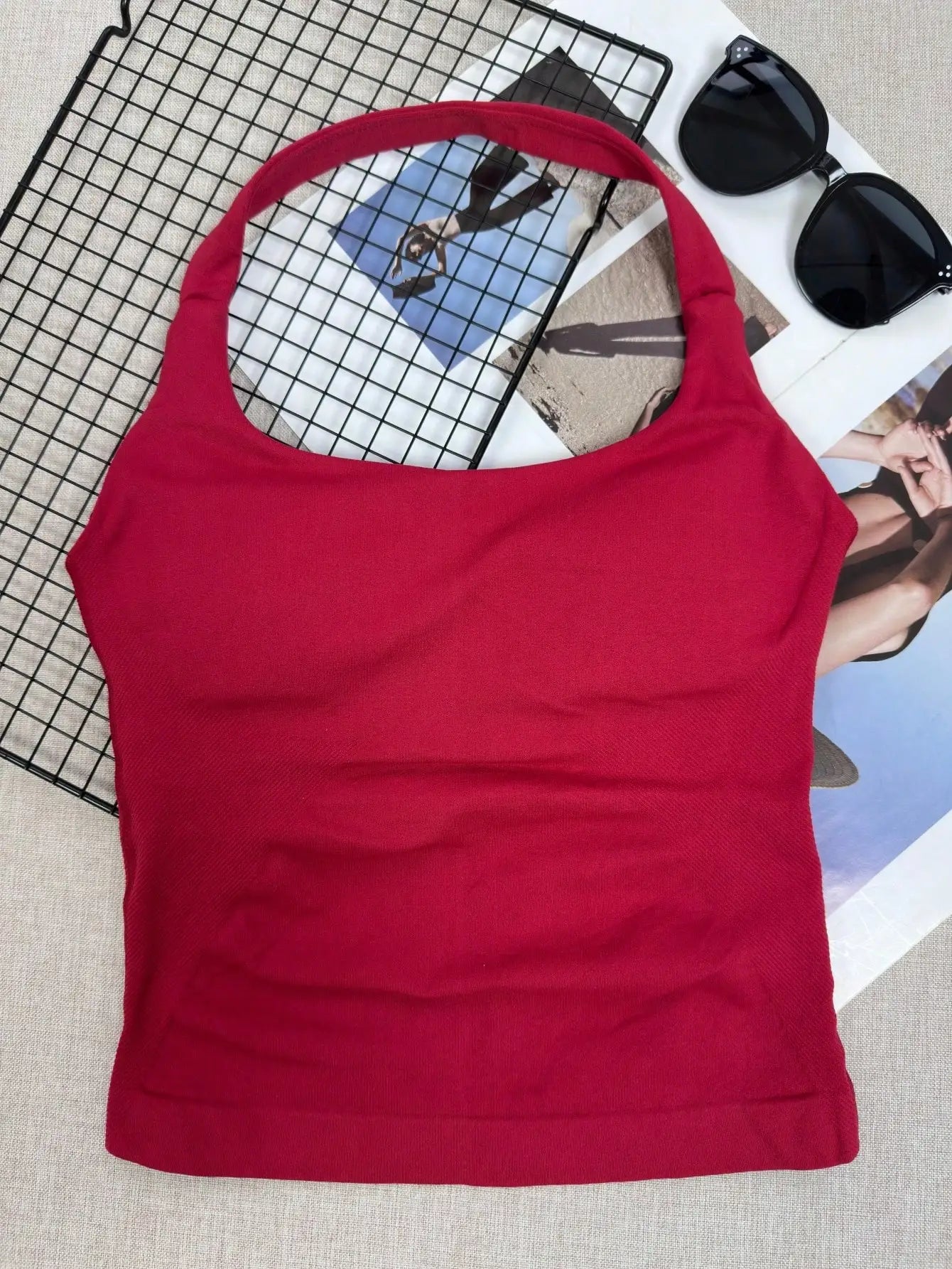 Seamless Long Camisole Sports Tank Top, Women, Built-In Removable Padded Bra, Yoga Workout Vest