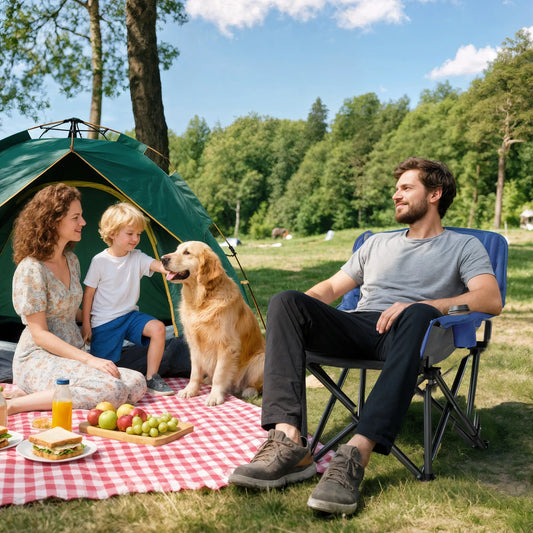 Outsunny Portable Folding Camping Chair Cushioned For Outdoor Beach