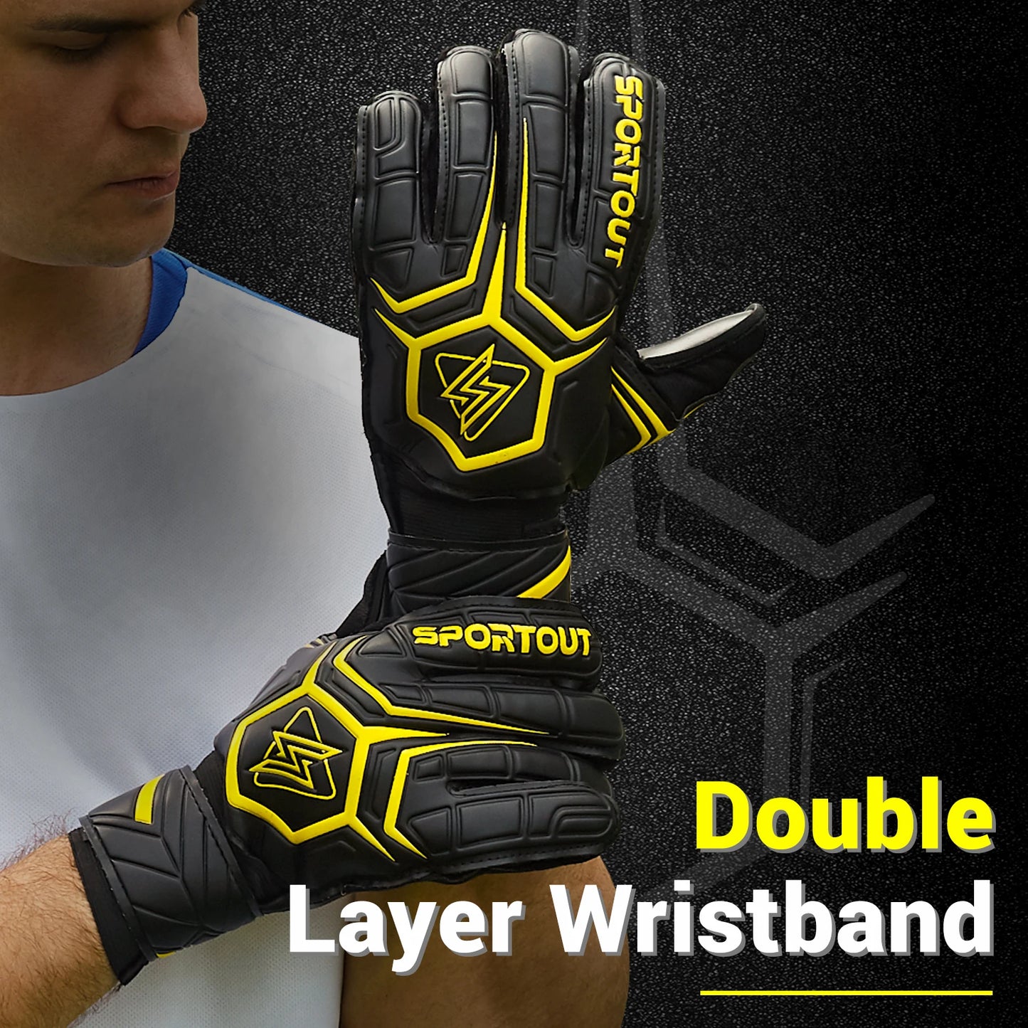 SPORTOUT Goalie Gloves For Kids With Fingersave Breathable Latex