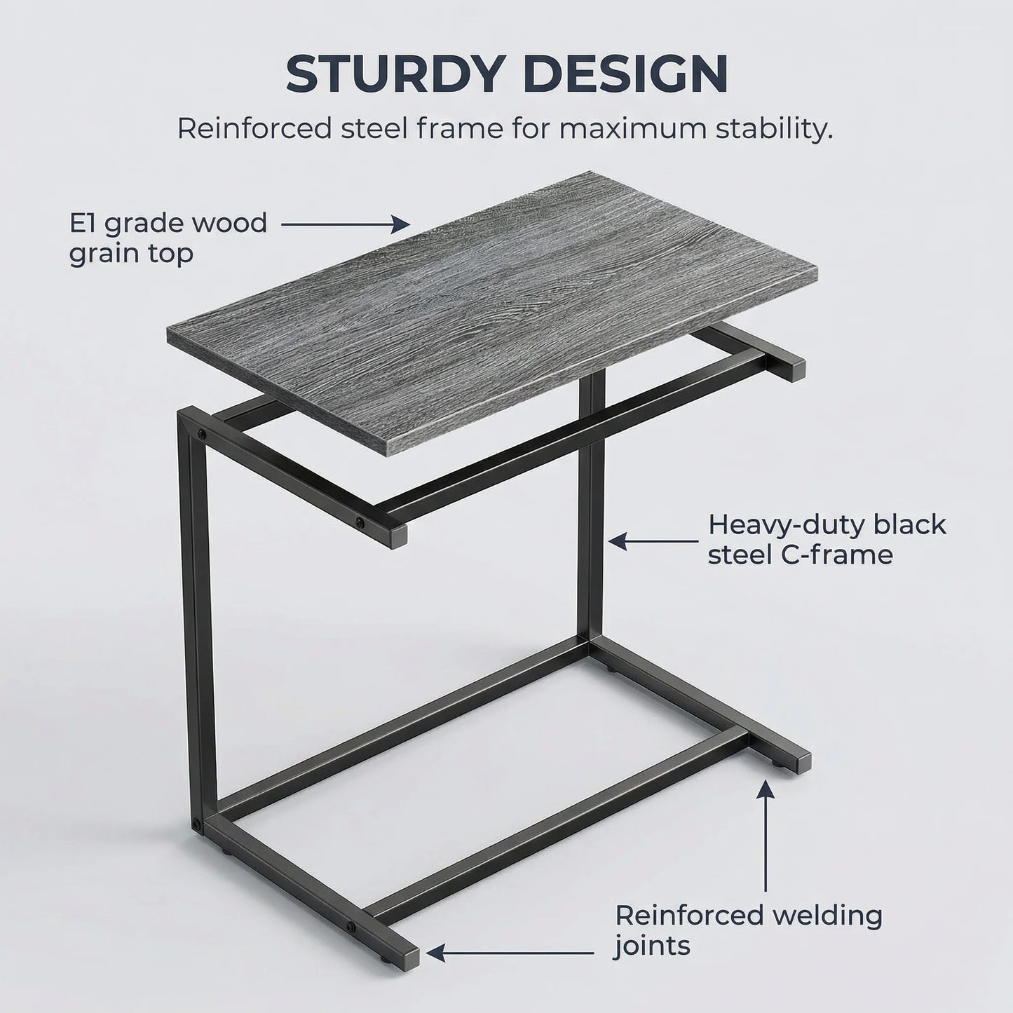 C Shaped End Table 27 Inches High, Side Table for Couch Slide Under, C Table Sofa Side End Table for Living Room