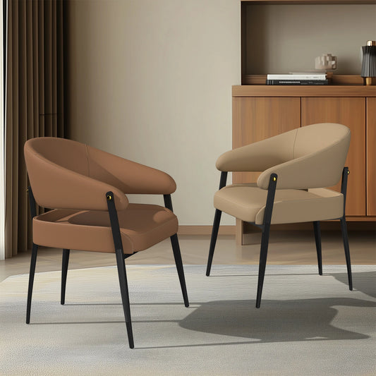 Luxury Microfiber Leather Dining Chairs Set of 2 for Restaurant