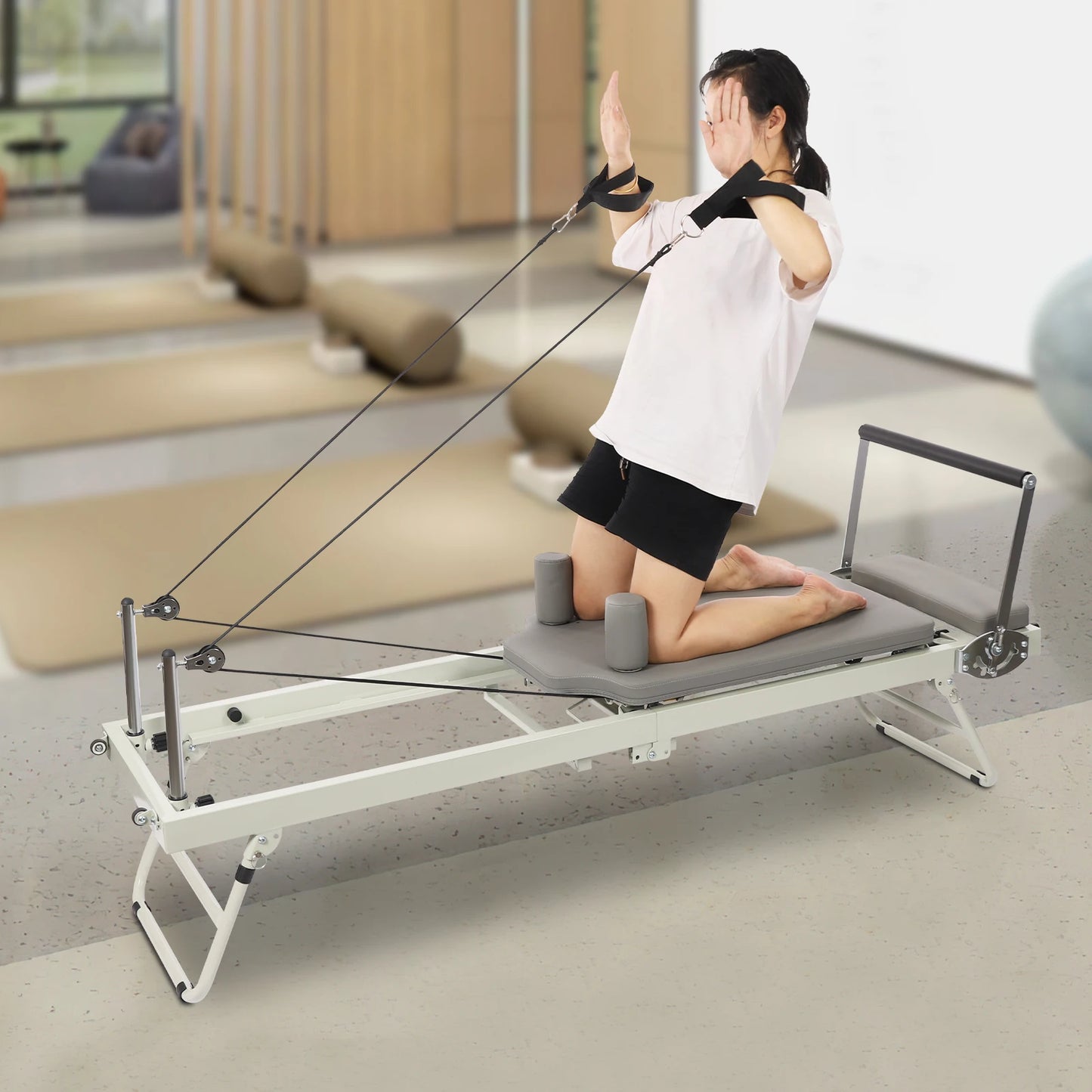 Foldable Pilates Reformer Machine Multifunctional Yoga Fitness Equipment