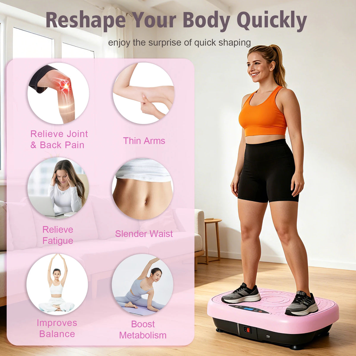 Portable Vibration Plate With Resistance Bands For Full Body Fitness