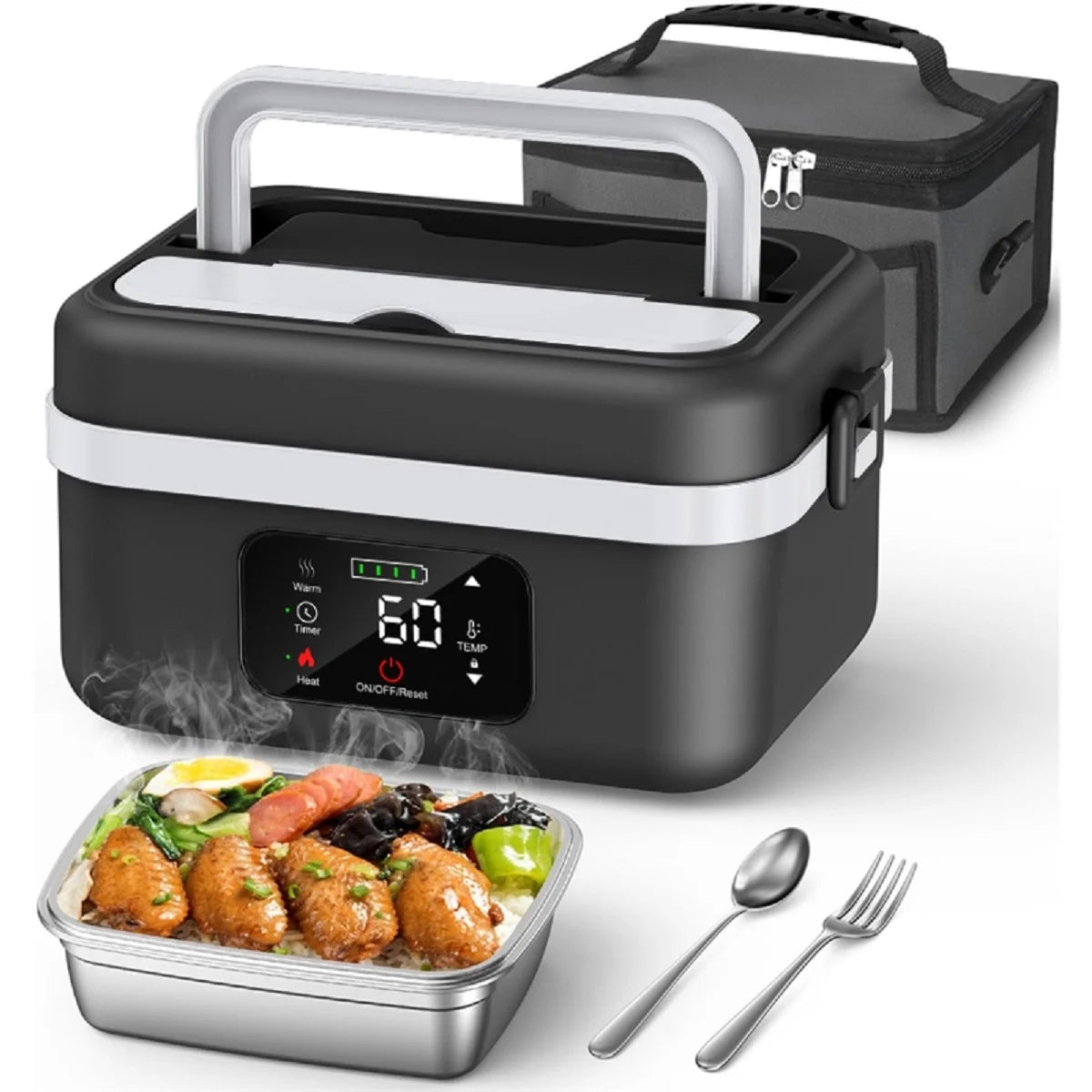 Rechargeable Timer Heating Lunch Box 8000mAh Portable Food Warmer