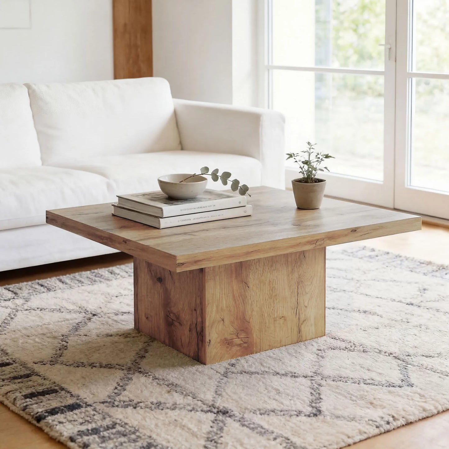 HOMCOM Living Room Table Coffee Table 31.5" x 31.5" Light Brown Wood Grain