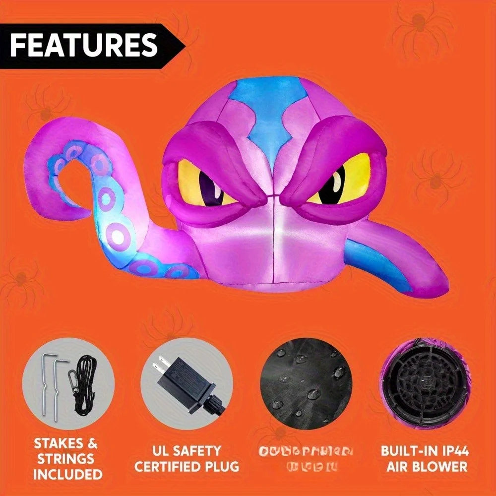 Halloween Inflatable Octopus Window Decoration With LED Lights