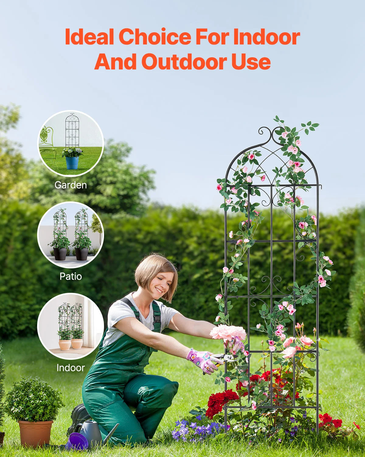 SucceBuy Garden Trellis for Climbing Plants 71x20in Rustproof Metal Flower Trellis Decorative Clematis Trellis for Courtyard