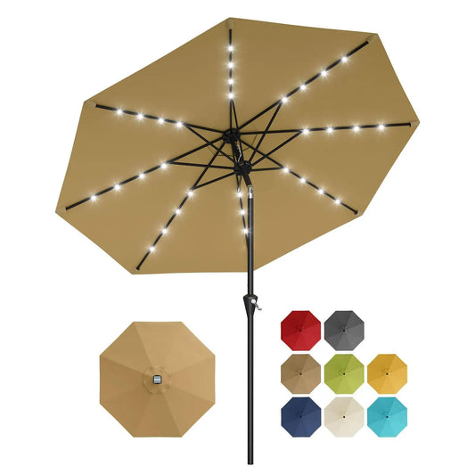 Studyset Solar Powered Outdoor Patio Umbrella With Led Lights