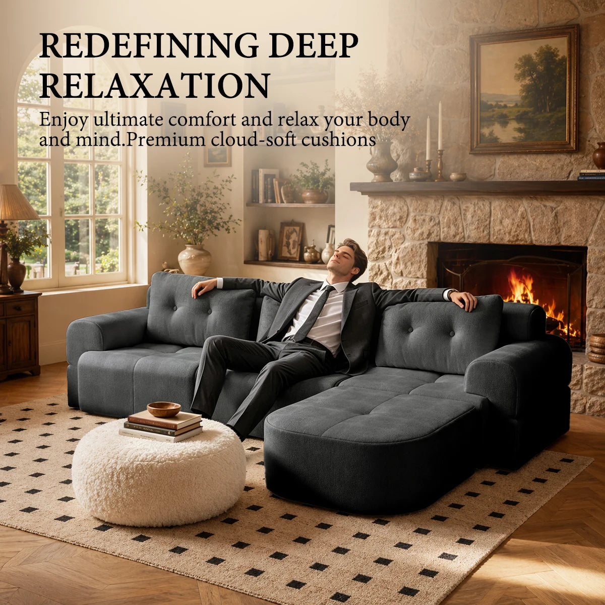 112.2" Convertible Modular Sectional Sofa, L-Shaped Couch with Chaise Lounge, Multifunctional Living Room Furniture