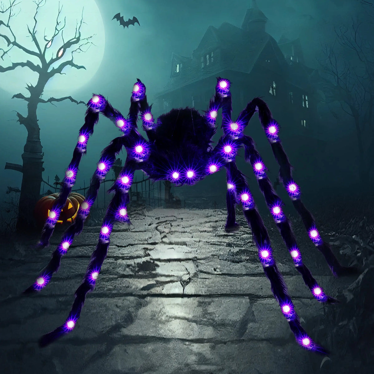 Joyfy Light Up Giant Spider Halloween Outdoor Decoration Prop