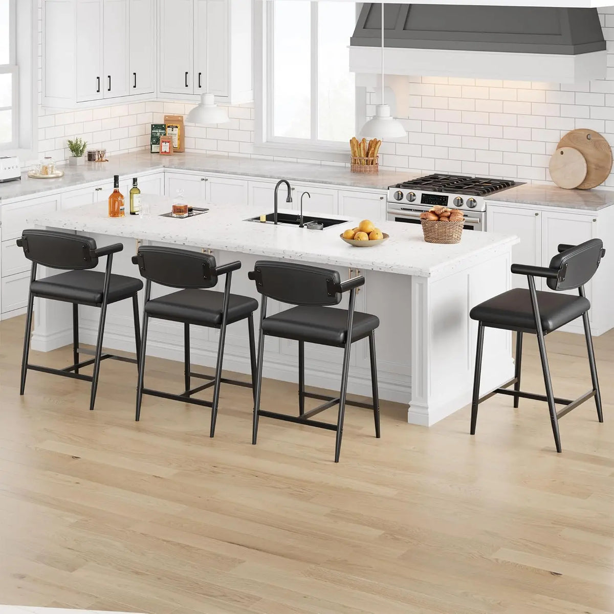 Twister Ck Upholstered Metal Bar Stools With Supportive Backrests