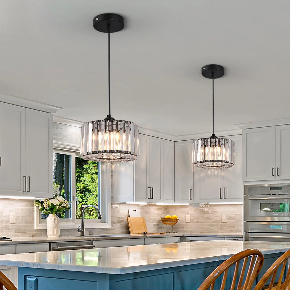 GreeLustr Modern Crystal Pendant Light for Dining Room and Kitchen Islands