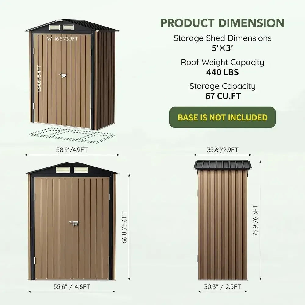 Outdoor Metal Storage Shed With Double Doors And Window