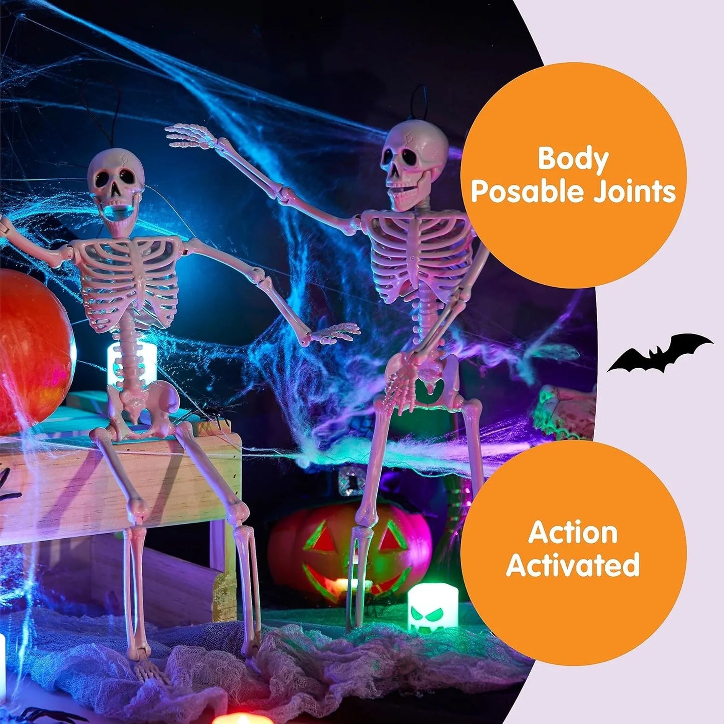 Hanging Posable Nylon Skeletons For Halloween Yard Decor