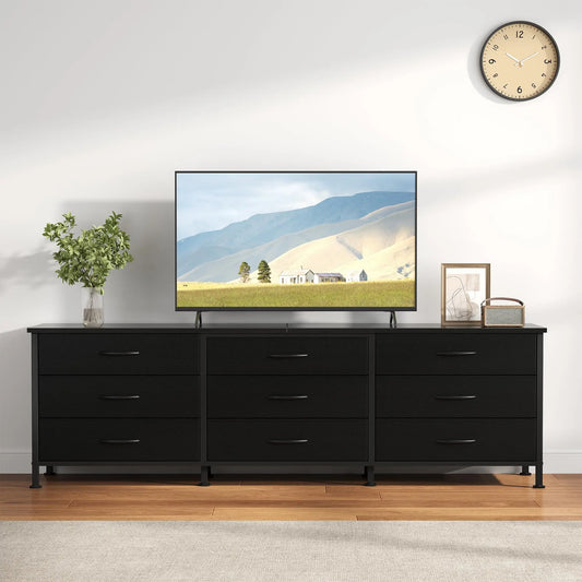 JHK 9 Fabric Drawers Metal Cabinet Living Room TV Stand