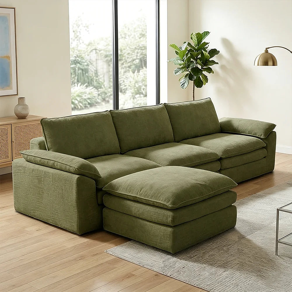 Modern Cloud Modular Sofa Set, Soft Thick Memory Foam, Frameless Couch with Pillows, Easy Assembly for Living Room Bedroom