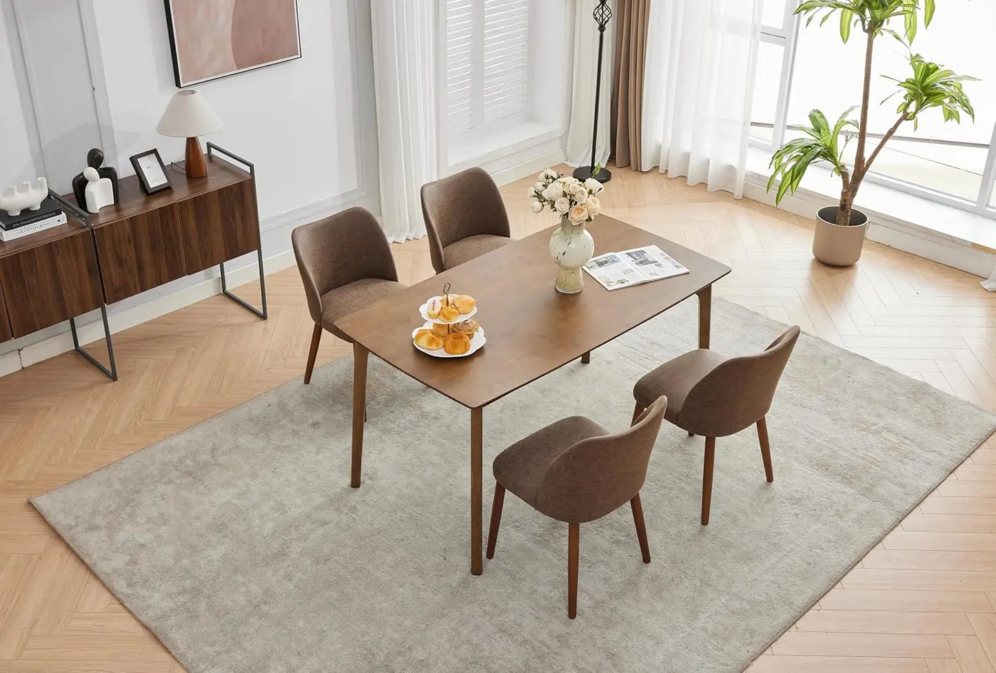 HiMISS Leather Dining Chairs Set With Wood Legs