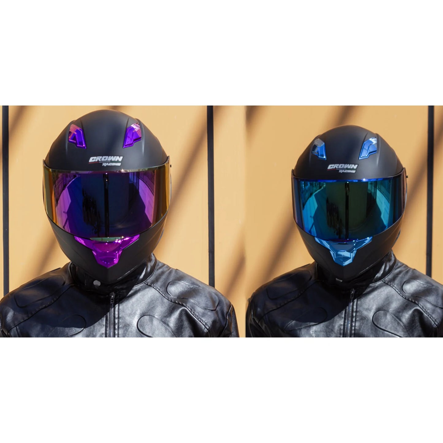 Crown Racing F-700 Full Face Motorcycle Helmet for Adults, DOT FMVSS 218 Certified Street Bike Helmet with Tinted Shield, Clear Replacement Visor and Removable Liner,Size M-XL