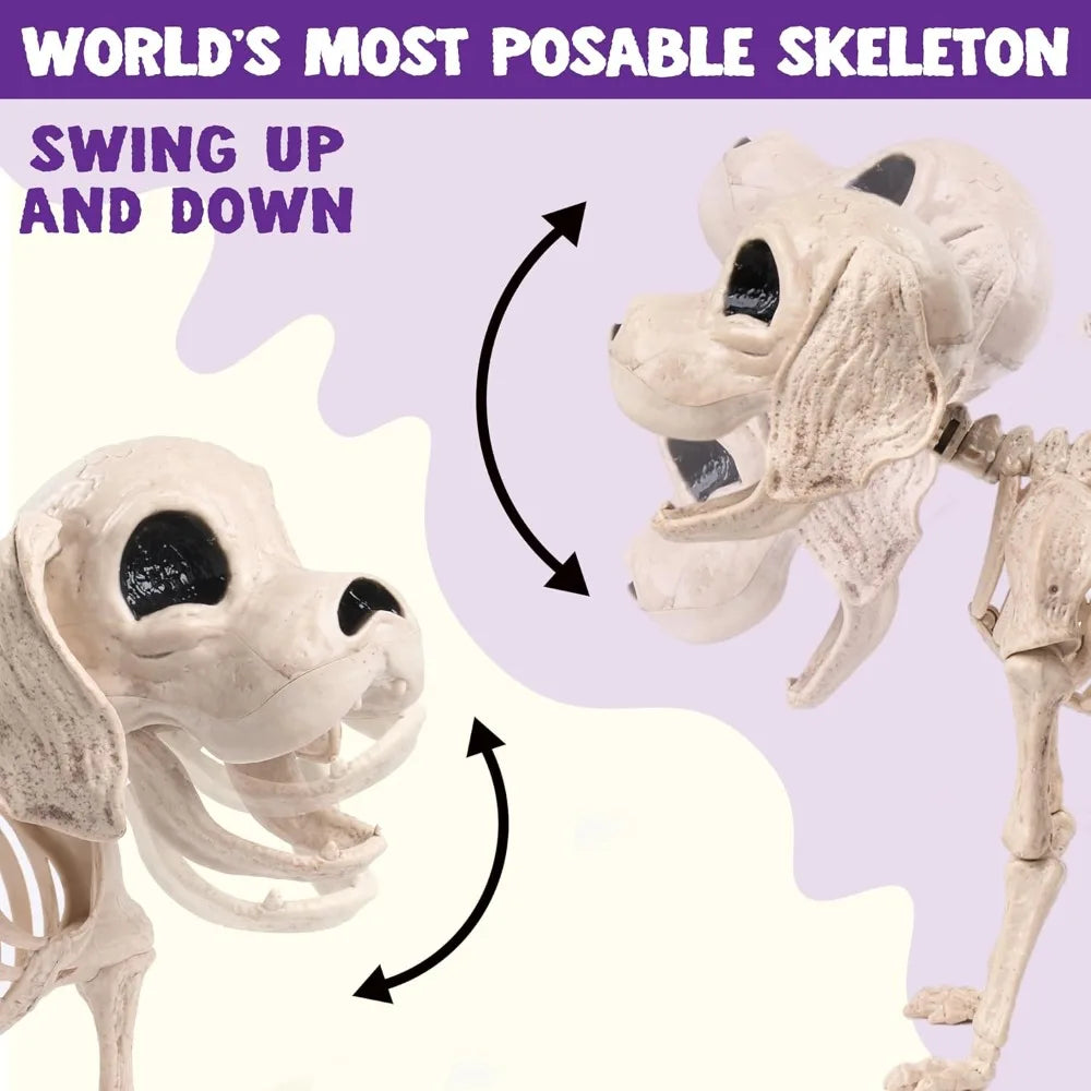 Realistic Posable Halloween Dog Skeleton Garden Decoration