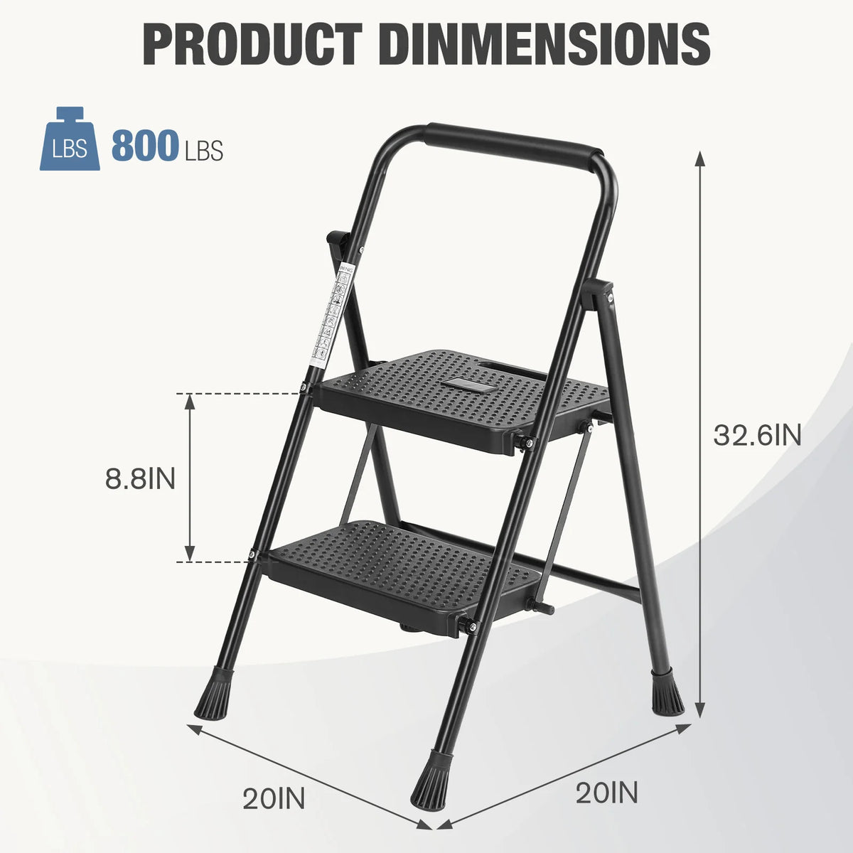 JHK Stainless Steel Folding Ladder Anti-Slip Portable Handle
