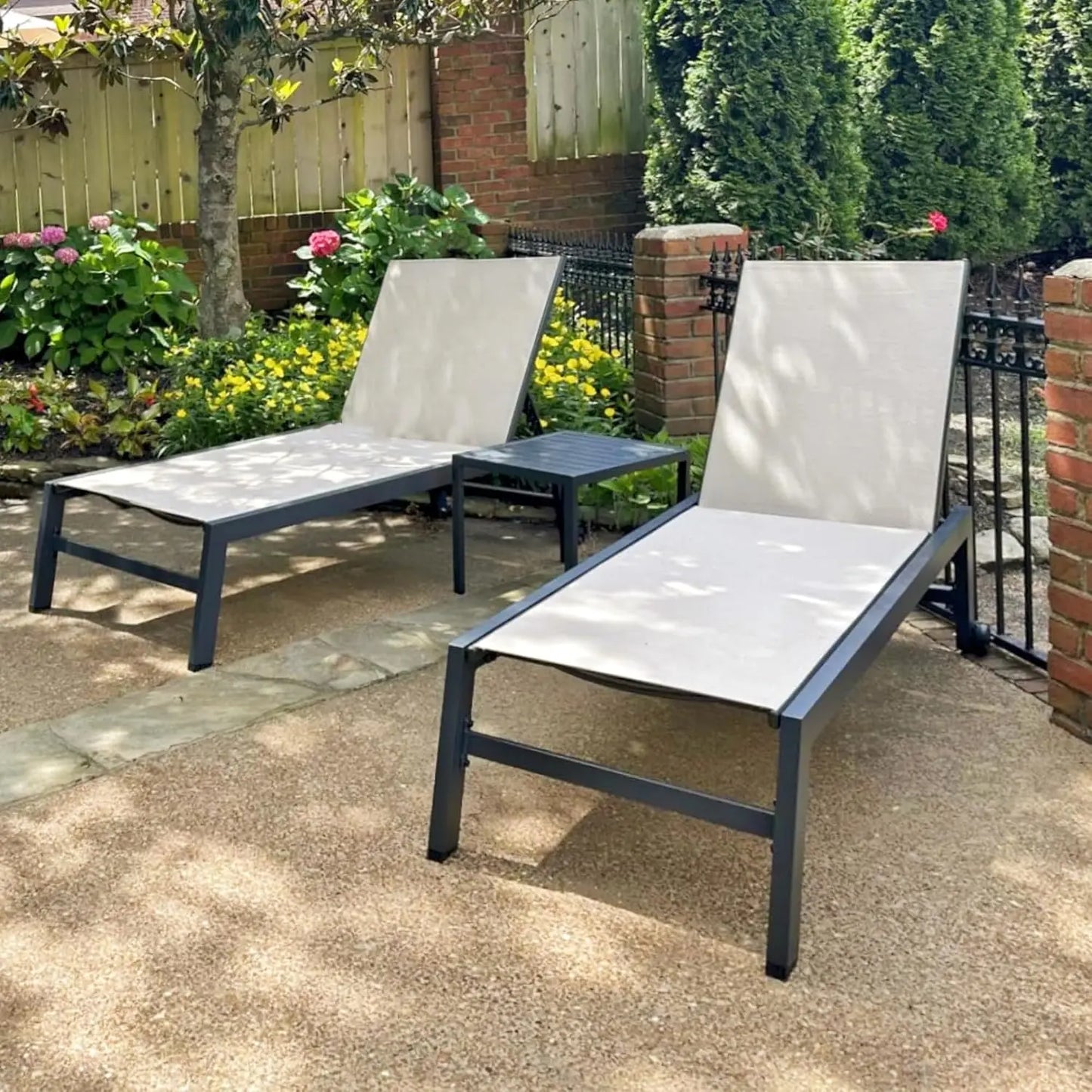 Outdoor Chaise Lounge with Wheels Aluminum Pool Lounge Chairs Set of 2 Fade-Resistant Patio Chaise Lounge with 5, Custom