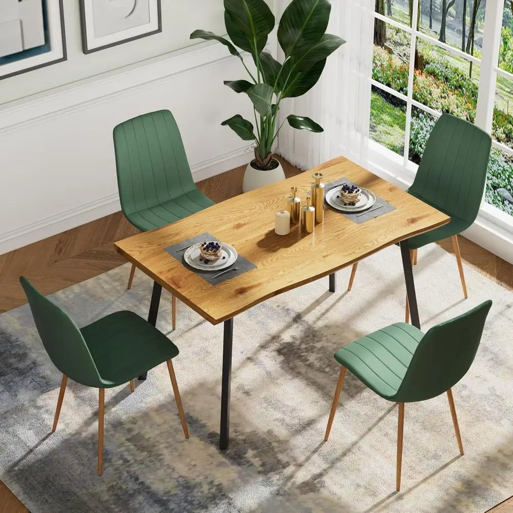 Ergonomic Velvet Dining Chairs Set Of 4 With Wooden Legs