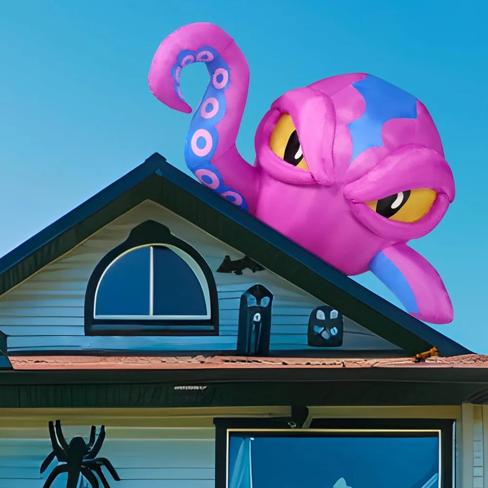 Halloween Inflatable Octopus Window Decoration With LED Lights