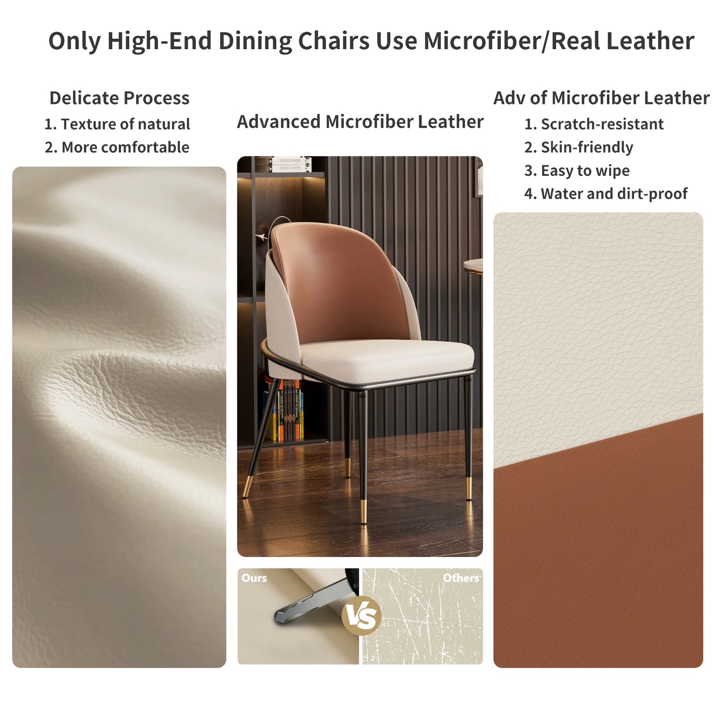Modern Faux Leather Dining Chairs With Wood Back Two Pack