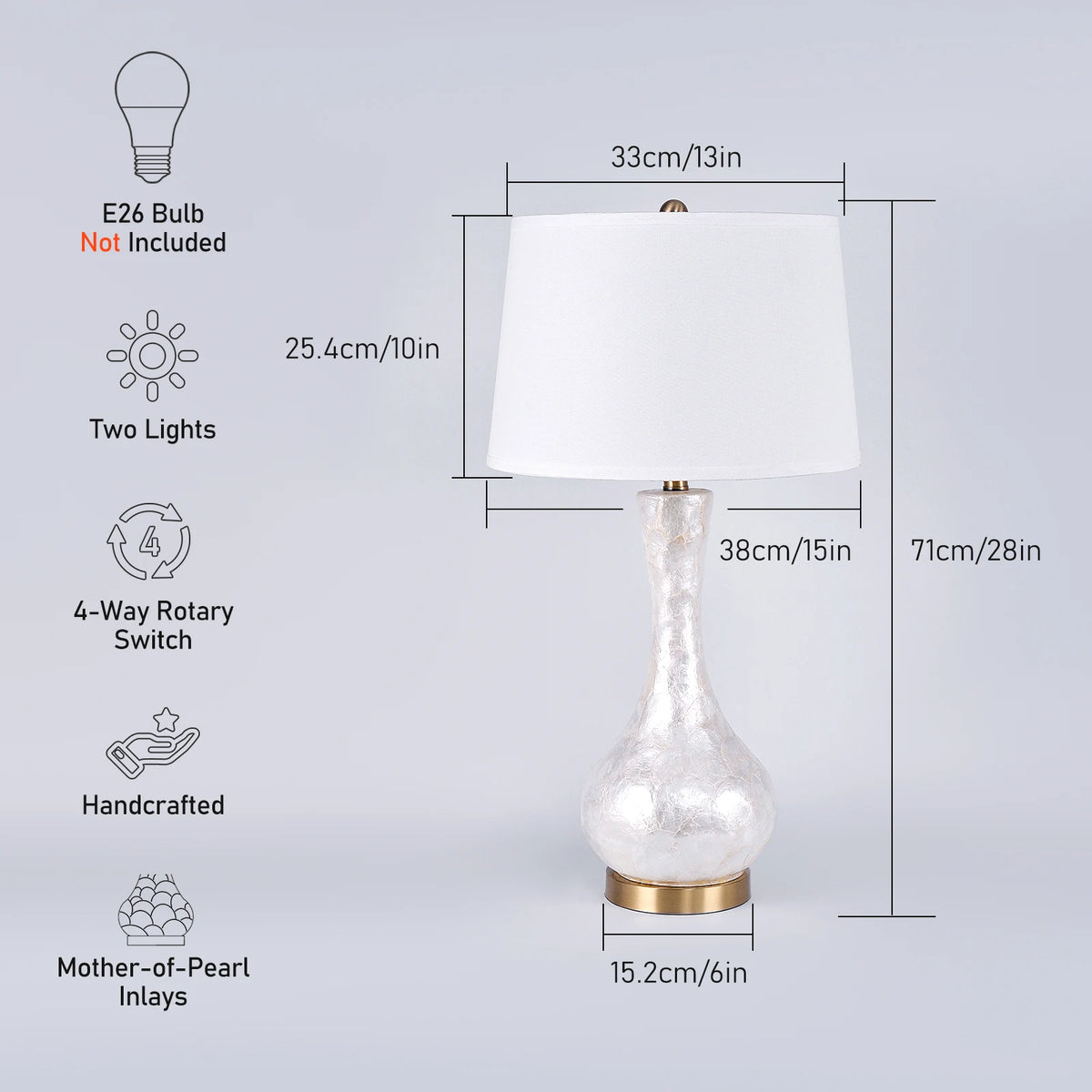 Opal Glass Table Lamp for Bedroom and Living Room Decor