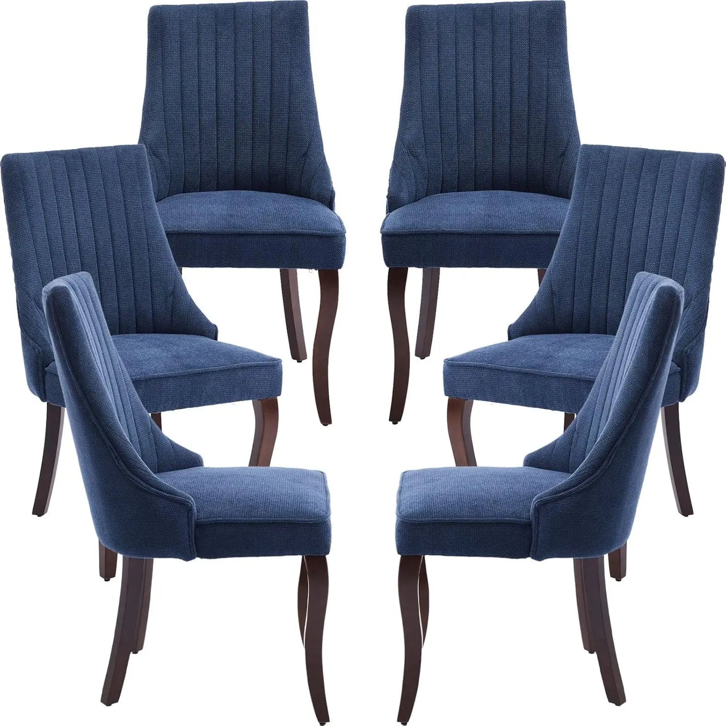 Velvet Upholstered Dining Chairs Set Of 6 With Wood Legs
