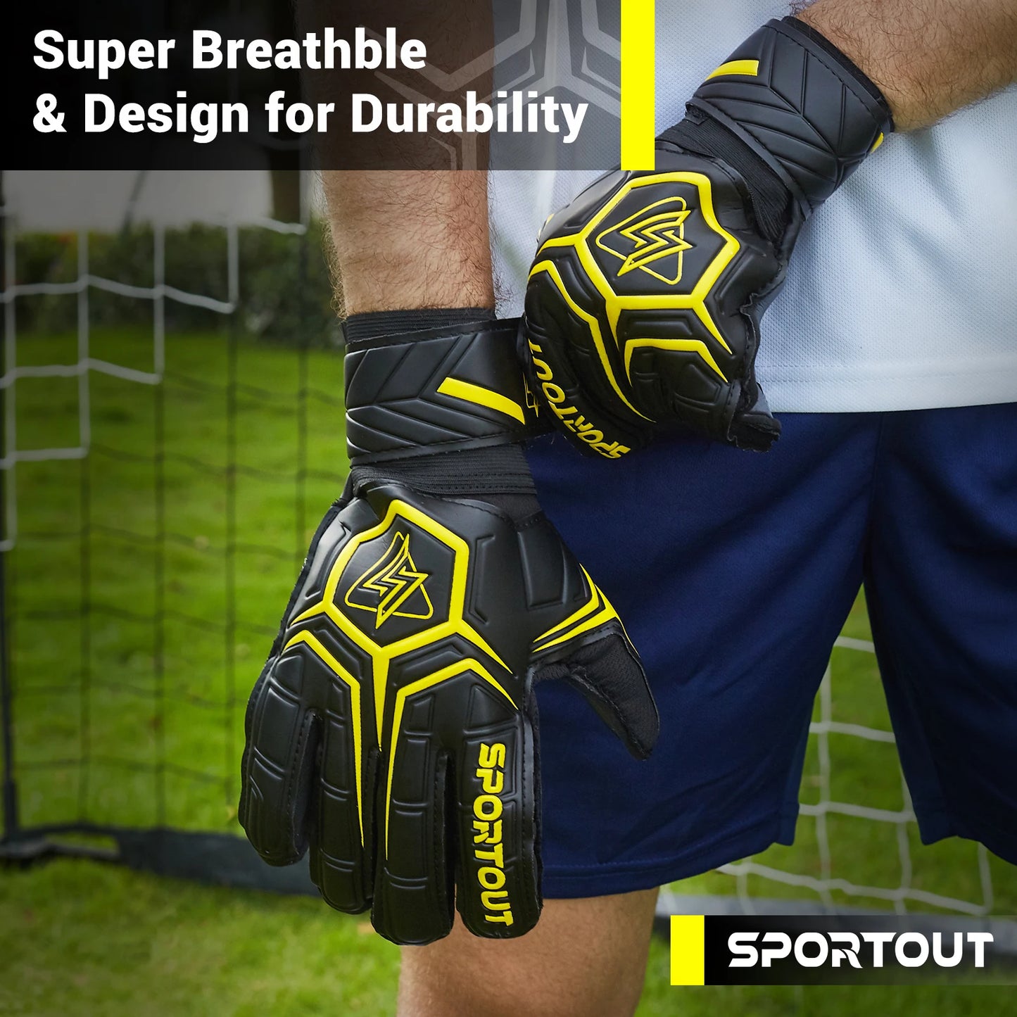 Sportout Goalie Gloves Fingersave For Kids Breathable Soccer