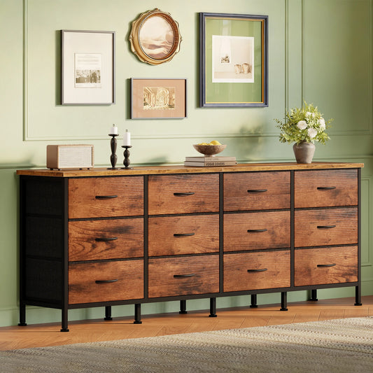 JHK Modern Fabric Media Console Cabinet With Simple Metal Frame