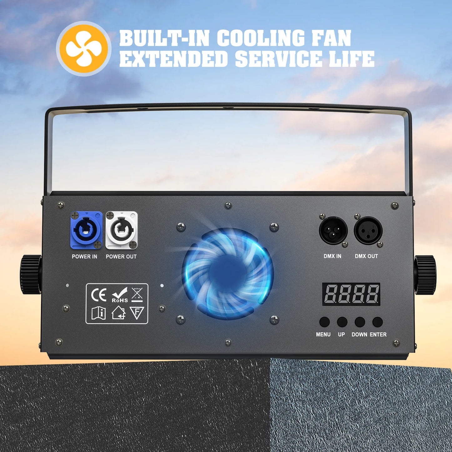 U'King 200W COB Par Light DMX Stage Lighting Dual 100W Blinders