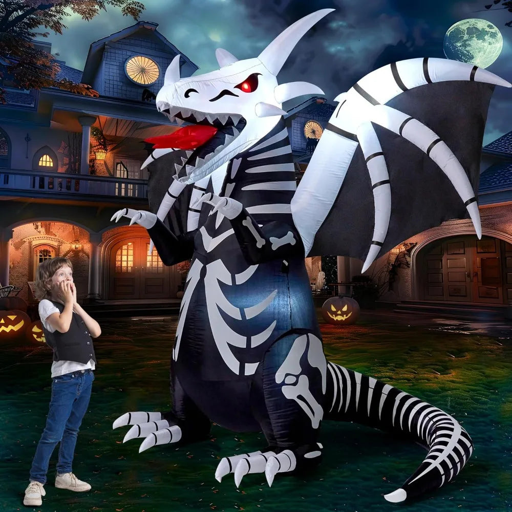 Joyfy Inflatable Skeleton Dragon Halloween Yard Decoration With LED Eyes