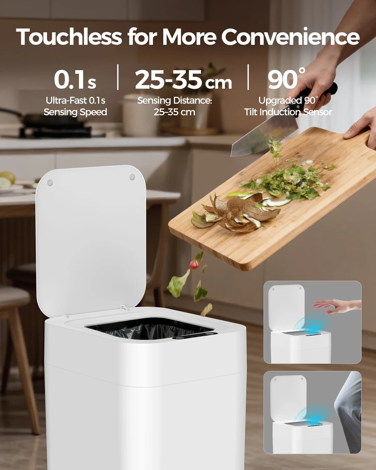 Smart Automatic Touchless Trash Can With Self Sealing Lid