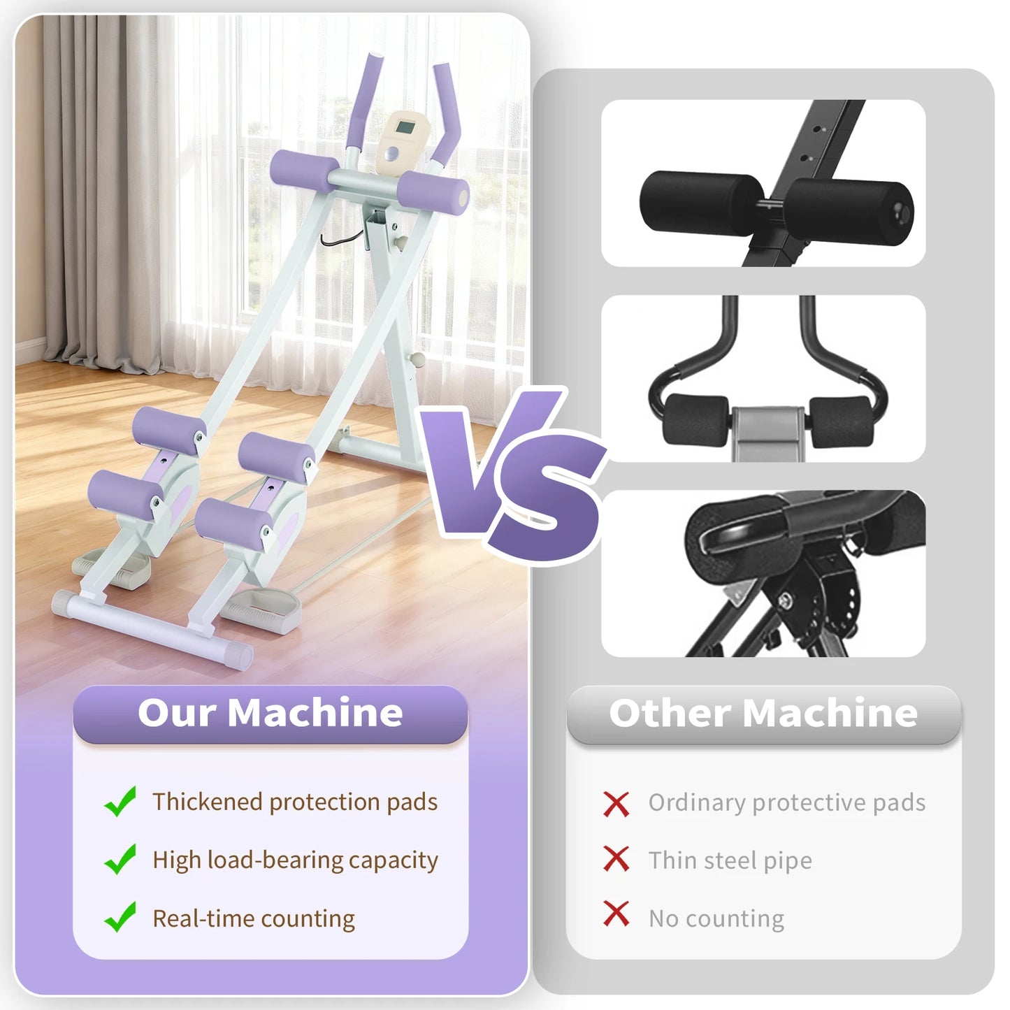Abdominal Curling Exercise Machine Dual Track Trainer for Home Gym