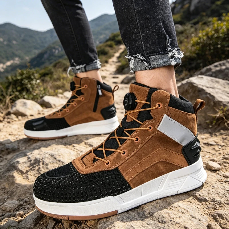Brown Men's Sneakers Breathable Motocross Men Women Motorcyclist Shoes Casual Motorcycle Boots Boots Motorcycle Supplies