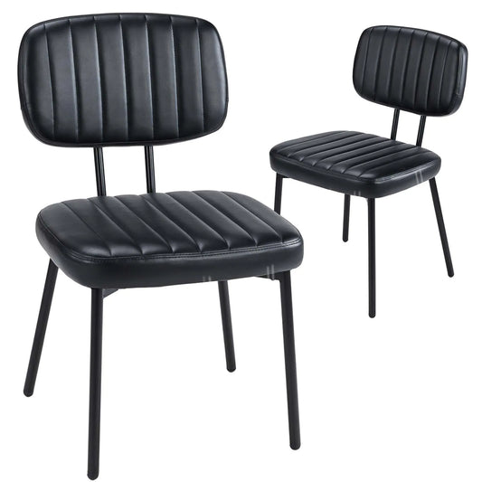 JHK Faux Leather Dining Chairs Set 2 With Lumbar Support
