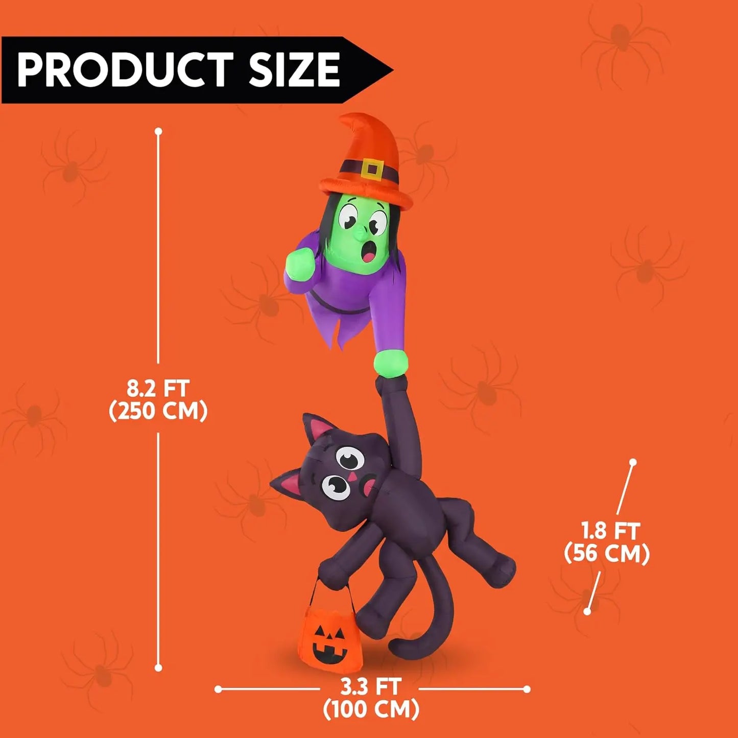 Halloween Witch And Black Cat LED Inflatable Roof Decoration