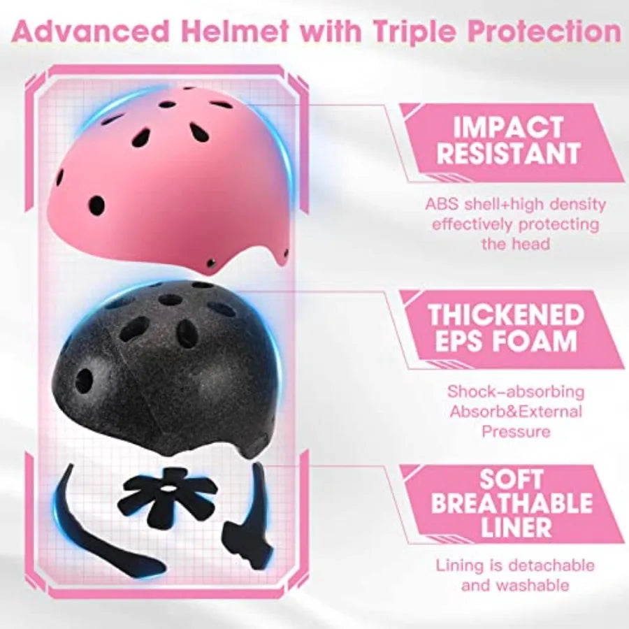 Bike Helmet And Protective Gear Set With Elbow Knee Pads