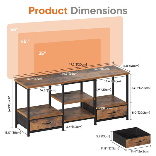 JHK Wooden TV Stand For Up To 75 Inches Televisions