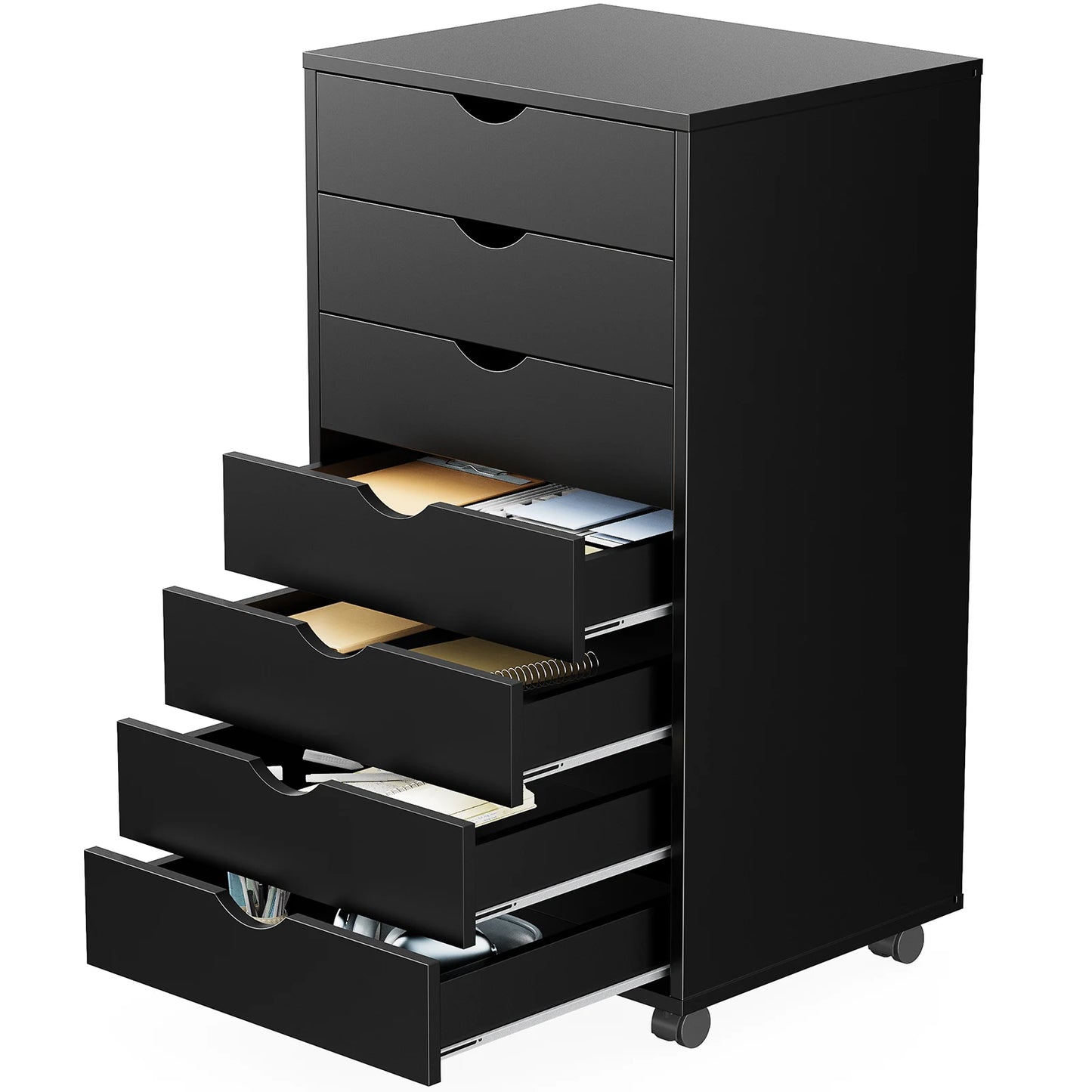JHK 7 Drawer Chest Nightstand Storage Cabinet With Wheels