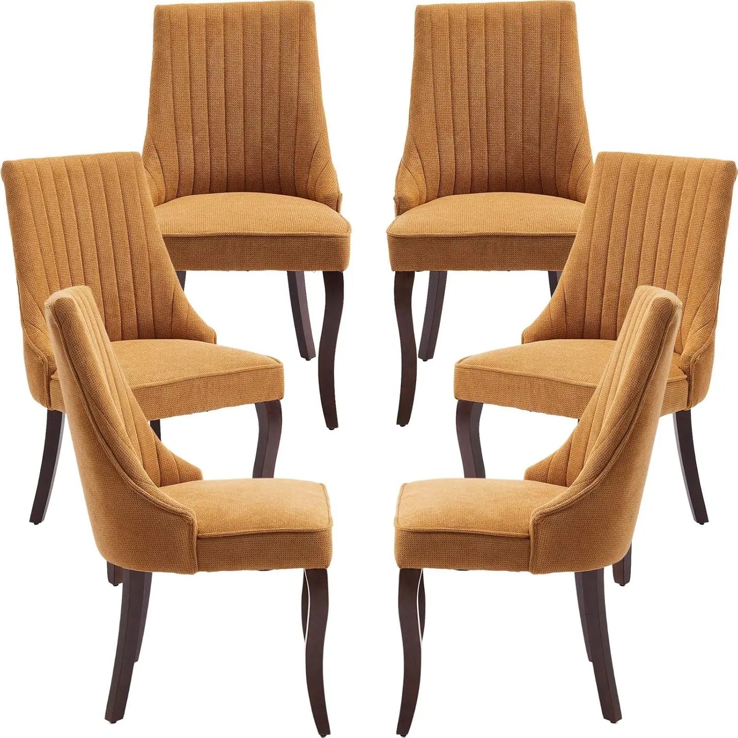 Velvet Upholstered Dining Chairs Set Of 6 With Wood Legs