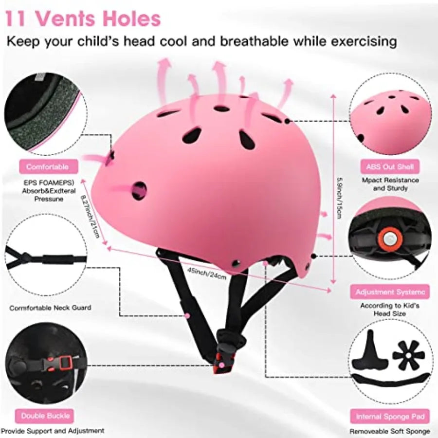 Bike Helmet And Protective Gear Set With Elbow Knee Pads