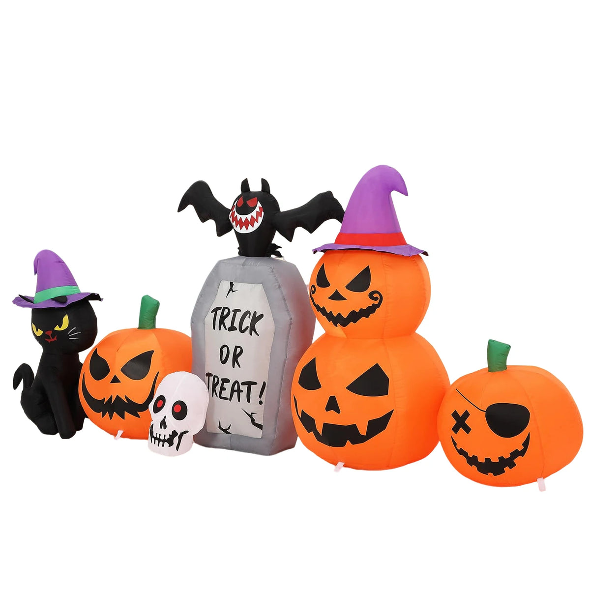 HiMISS Halloween Pumpkin Cat Tombstone Inflatable LED Yard Decor